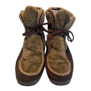 YODELERS Vintage Brown Suede Faux Fur Boots Womens Size 9
